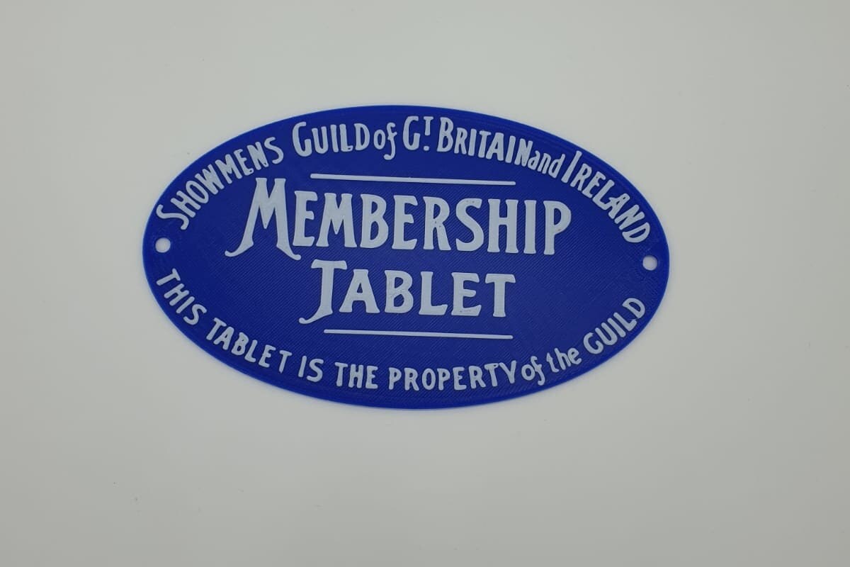 Showmen's Guild of Great Britain Membership Tablet Replica