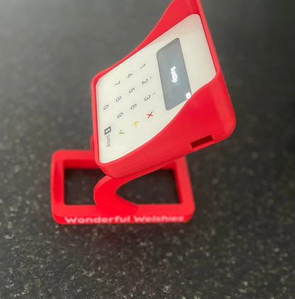 Red SumUp stand printed in red plastic 
